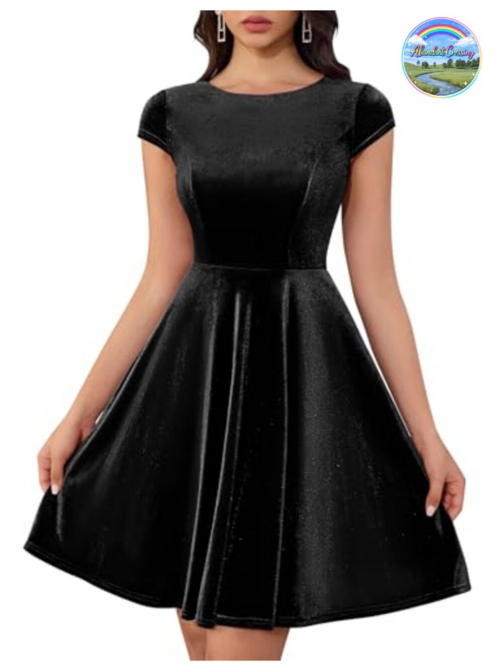 Velvet Cap Sleeve A-Line Cocktail Vintage Party Dress